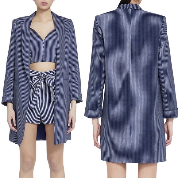 Alice + Olivia Kylie Shawl-Collar Striped Blazer In Love Me Stripe - Medium - Picture 2 of 7